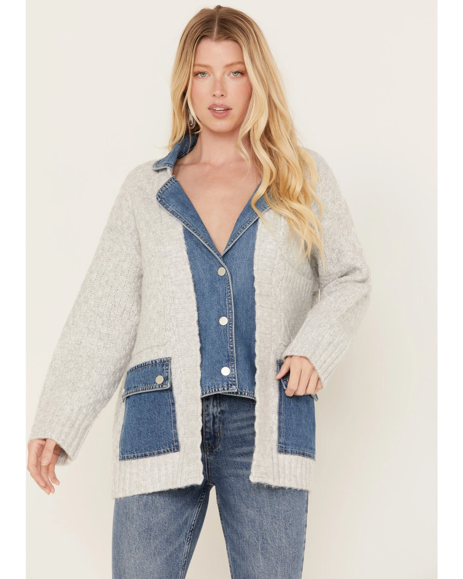 Colortree Women's Denim Sweater Cardigan 1 Colortree Women's Denim Sweater Cardigan
