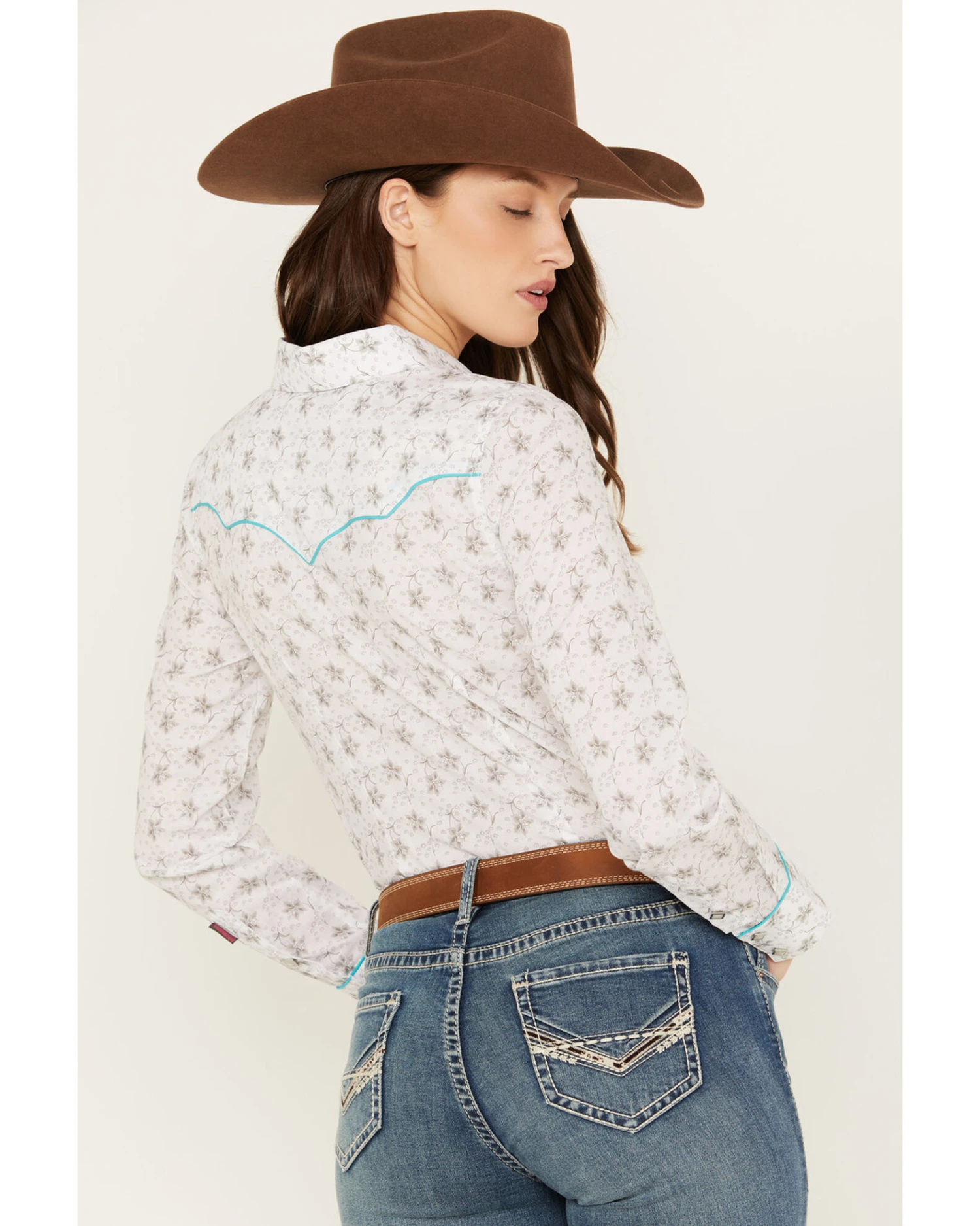 Rock & Roll Denim Women's Floral Long Sleeve Pearl Snap Western Shirt 1 Rock & Roll Denim Women's Floral Long Sleeve Pearl Snap Western Shirt