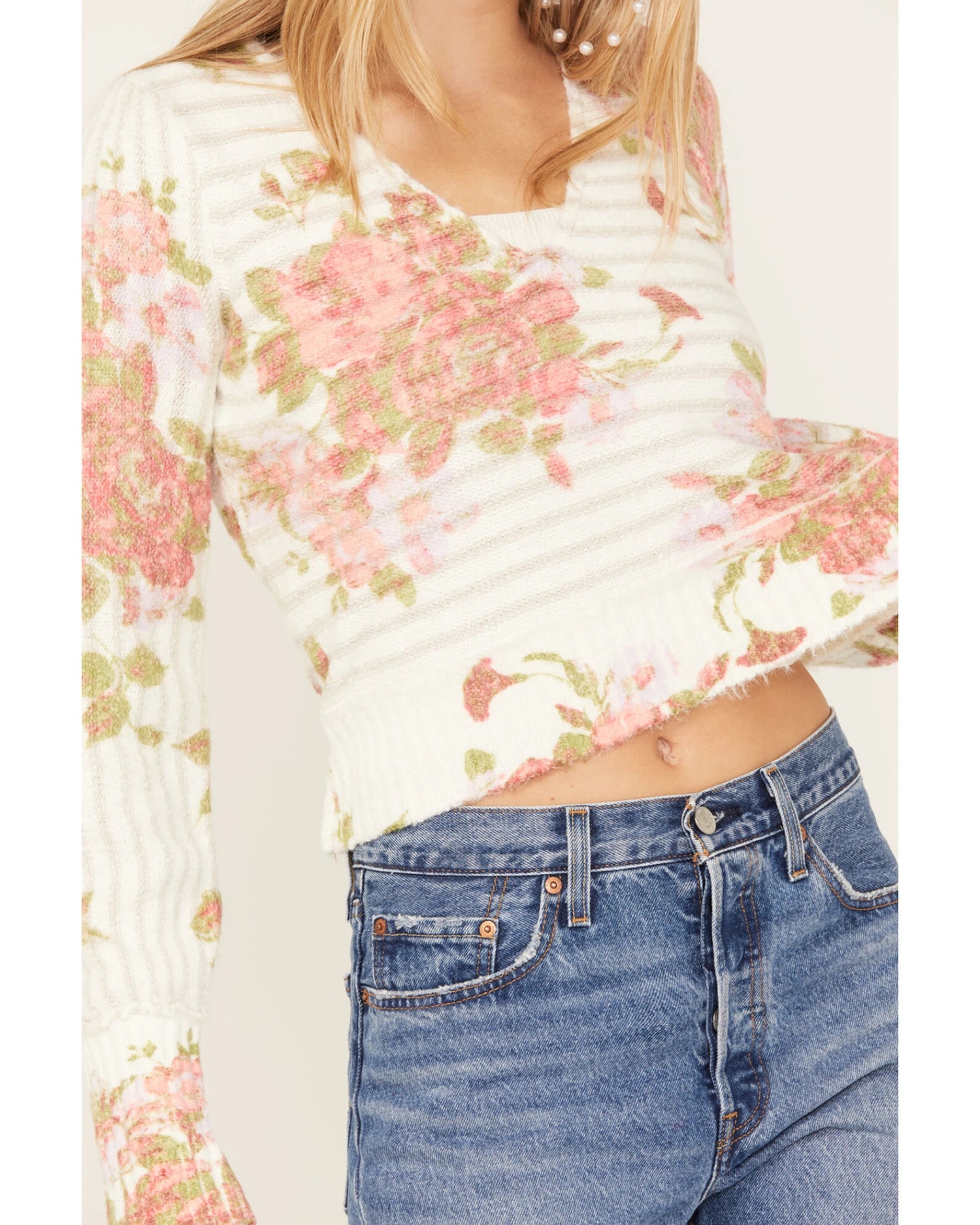 Free People Women's Bed Of Roses Sweater 1 Free People Women's Bed Of Roses Sweater