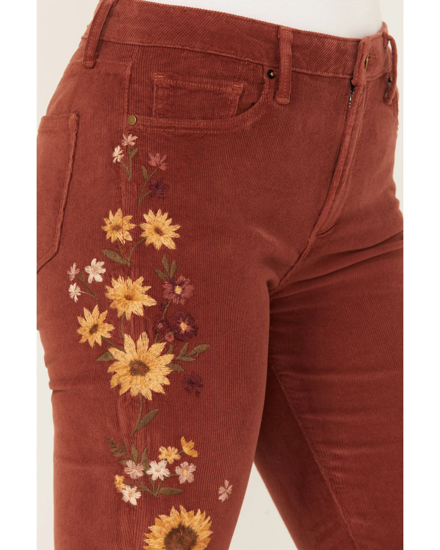 Driftwood Women's Rose High Rise Falling Sunflower Flare Jeans 1 Driftwood Women's Rose High Rise Falling Sunflower Flare Jeans