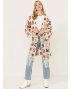 POL Women's Crochet Fringe Long Sleeve Kimono -Ariat || Wrangler || FREE PEOPLE Sales Store 2000393569 900 P1