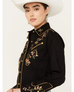 Rockmount Ranchwear Women's Floral Embroidered Long Sleeve Pearl Snap Western Shirt -Ariat || Wrangler || FREE PEOPLE Sales Store 2000393805 001 P2