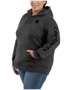 Carhartt Women's Relaxed Fit Midweight Logo Hooded Work Sweatshirt - Plus