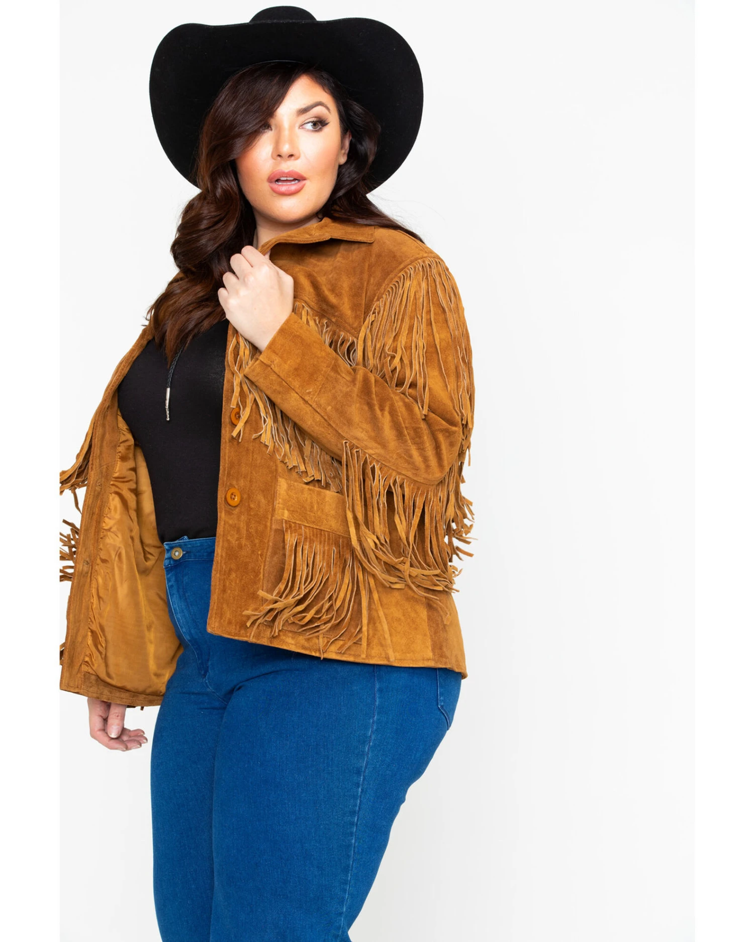 Liberty Wear Women's Suede Fringe Jacket - Plus 2 Liberty Wear Women's Suede Fringe Jacket - Plus - Image 2