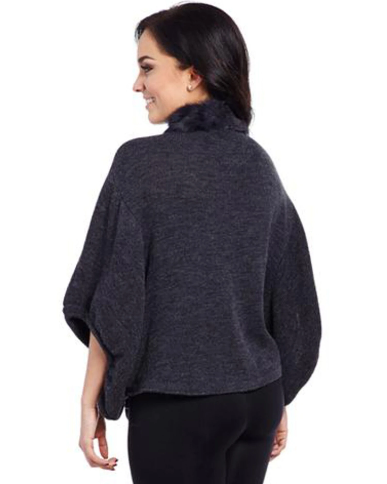 Cripple Creek Women's Charcoal Rabbit-Trimmed Sweater 2 Cripple Creek Women's Charcoal Rabbit-Trimmed Sweater - Image 2